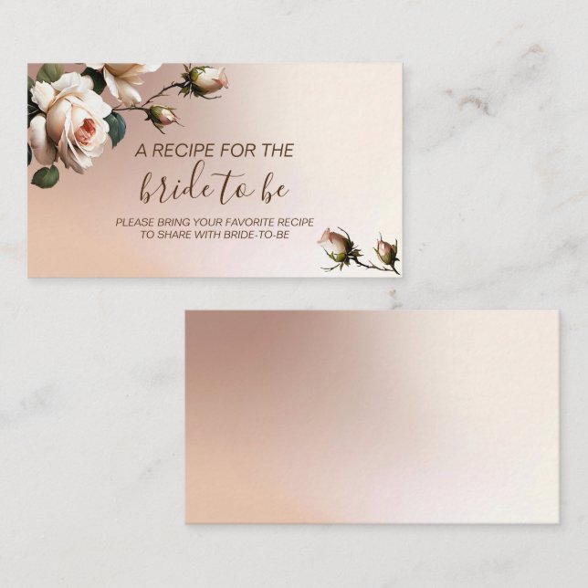 Gorgeous Blush Beige Oil Rose Bridal Shower Recipe Enclosure Card (Front/Back)