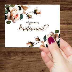 Gorgeous Blush Beige Rose Bridal Shower Bridesmaid Invitation
