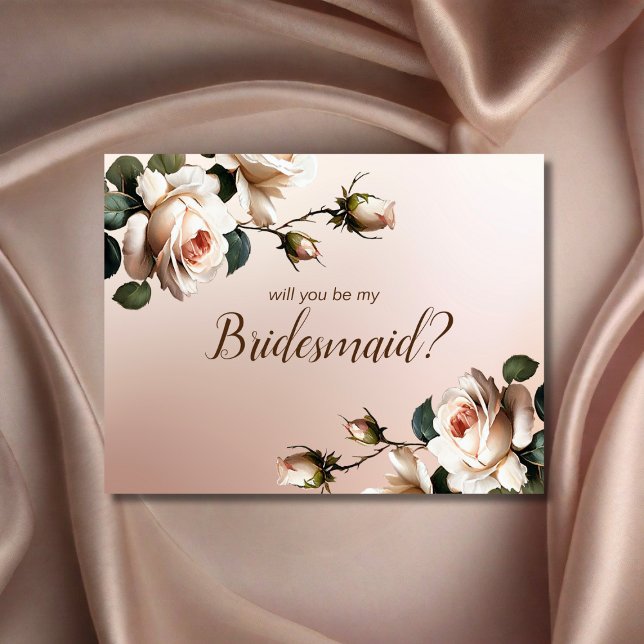 Gorgeous Blush Beige Rose Bridal Shower Bridesmaid Invitation (Creator Uploaded)