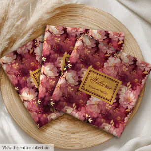 Gorgeous Blush Burgundy Gold Personalized Dinner  Napkin