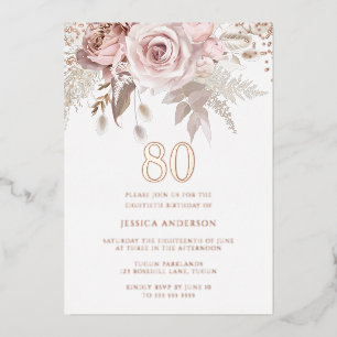 Gorgeous Blush Dusty Rose 80th Birthday Rose Gold