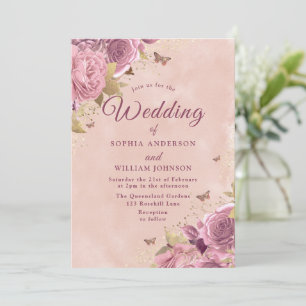 Gorgeous Blush Floral Watercolor Wedding Invitation