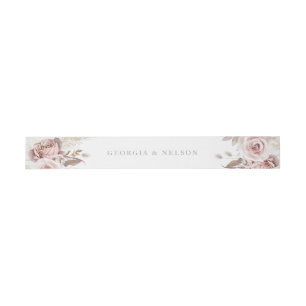 Gorgeous Blush Floral Wedding Invitation Belly Band