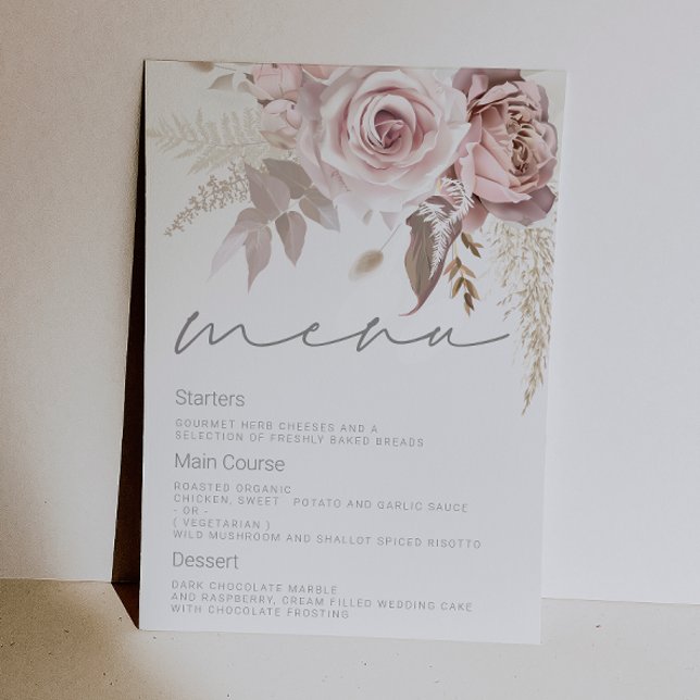 Gorgeous Blush Floral Wedding Menu Digital Invitation (Creator Uploaded)