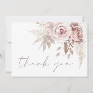 Gorgeous Blush Floral Wedding Thank You Card
