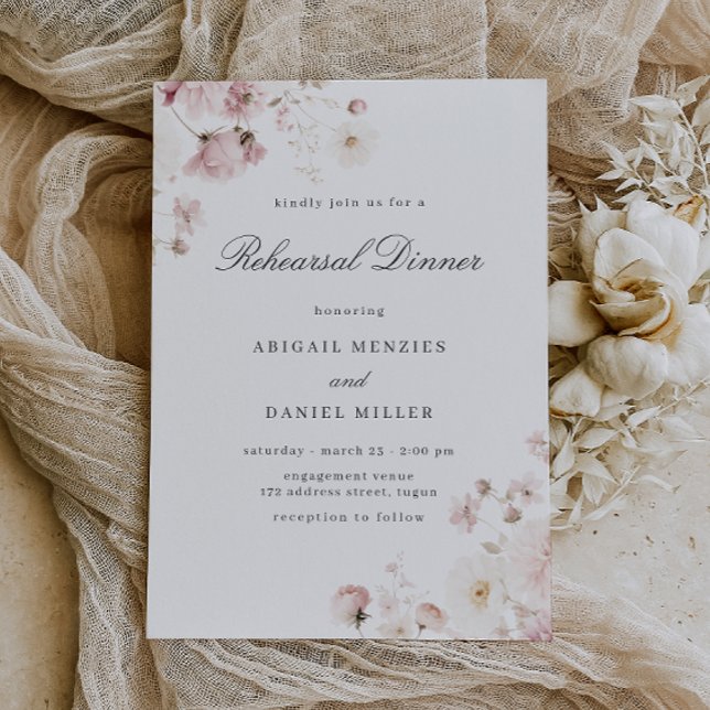 Gorgeous Blush Flowers Rehearsal Dinner Invitation (Creator Uploaded)