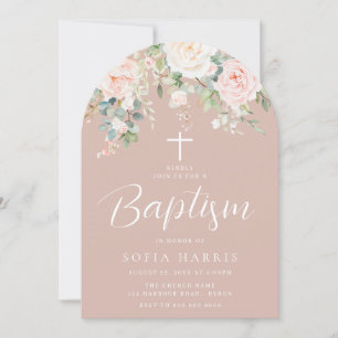 Gorgeous Blush & Ivory Girls Baptism Arch Invitation