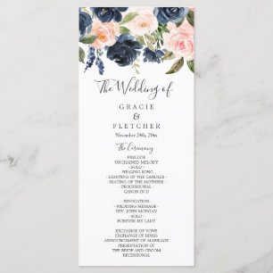 Gorgeous Blush & Navy Flowers Wedding Programme