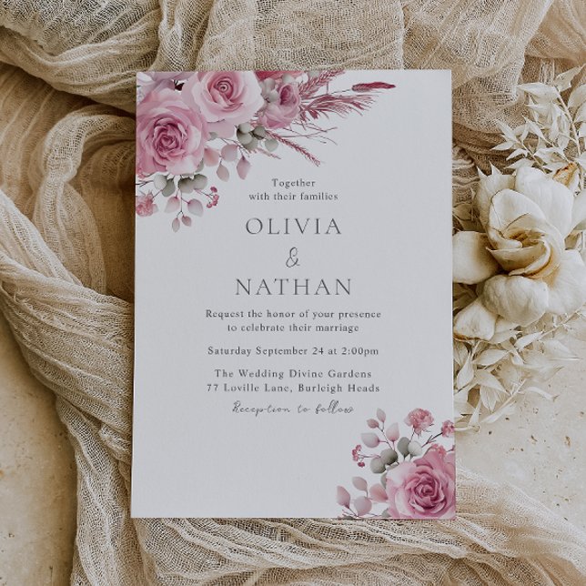 Gorgeous Blush Pink Boho Foral Wedding Invitation (Creator Uploaded)
