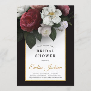 Gorgeous blush pink burgundy and white florals invitation