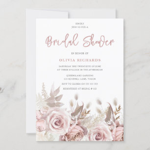 Gorgeous Blush Roses Floral Bridal Shower Invitation