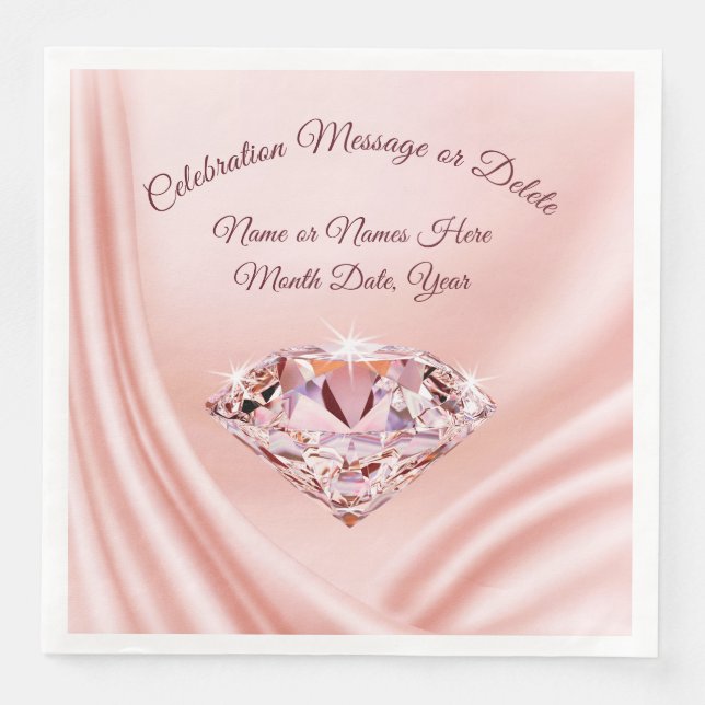 Gorgeous Blush Wedding Napkins with YOUR TEXT (Front)