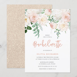 Gorgeous Blush & White Floral Bachelorette Party Invitation