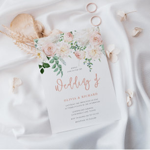 Gorgeous Blush & White Floral Wedding Invitation