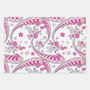 Gorgeous Bohemian Paisley Pink Art Design Wrapping Paper Sheet