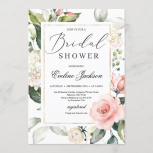 Gorgeous Boho blush floral greenery Bridal Shower Invitation