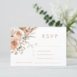 Gorgeous Boho Floral Wedding RSVP Card