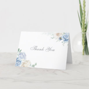 Gorgeous Botanical White & Blue Floral Wedding Thank You Card