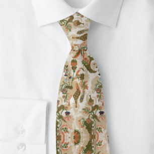 Gorgeous Botanticals Floral Beige Brown Prange     Tie