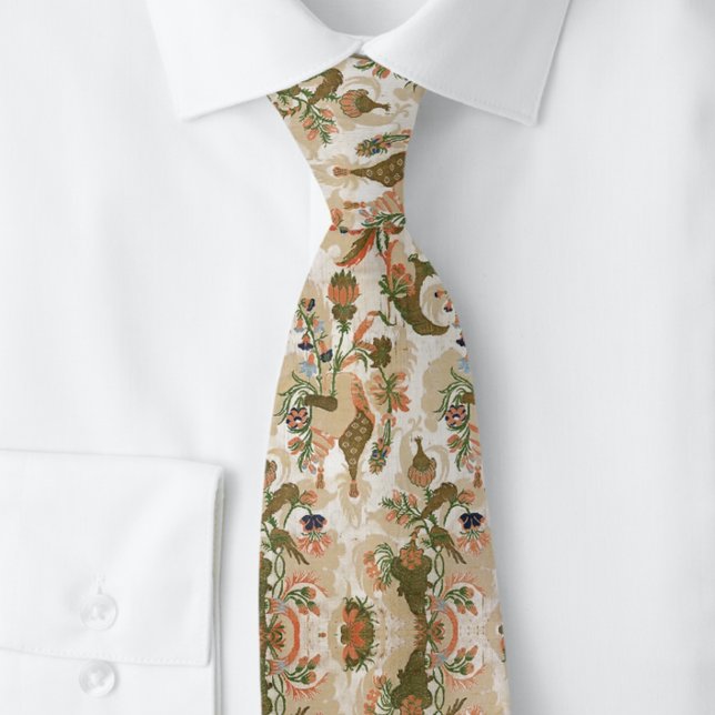 Gorgeous Botanticals Floral Beige Brown Prange |   Tie (Creator Uploaded)