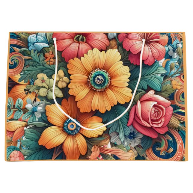 Gorgeous Bouquet of Flowers Large Gift Bag (Front)