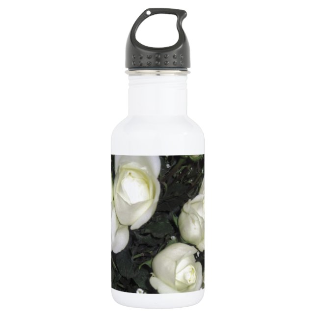 GORGEOUS BOUQUET OF WHITE ROSES 532 ML WATER BOTTLE (Front)