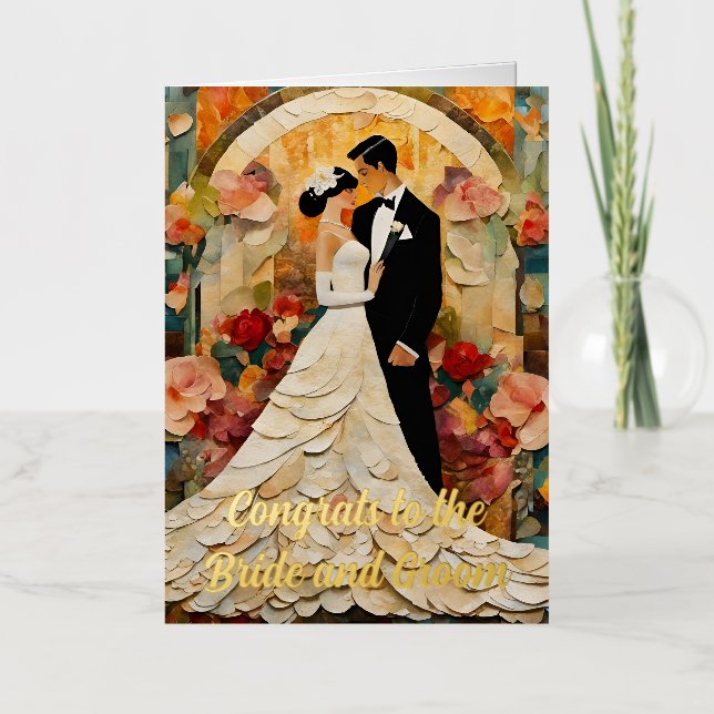 Gorgeous Bride and Groom Collage Foil Greeting Card (Front)