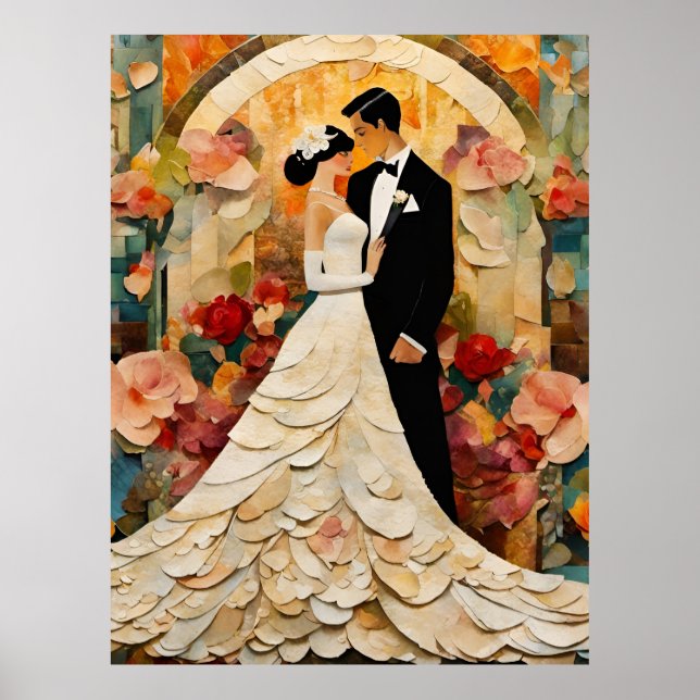 Gorgeous Bride and Groom Collage Poster (Front)