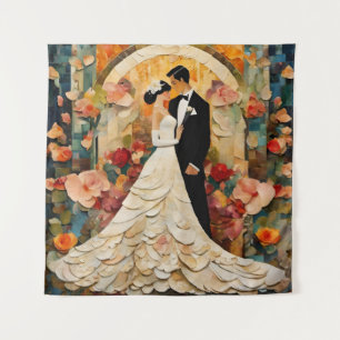 Gorgeous Bride and Groom Collage Tapestry