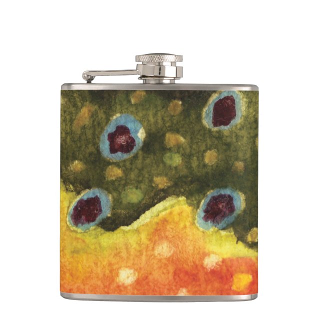Gorgeous Brook Trout Fly Fishing Fisherman Angler Hip Flask (Front)