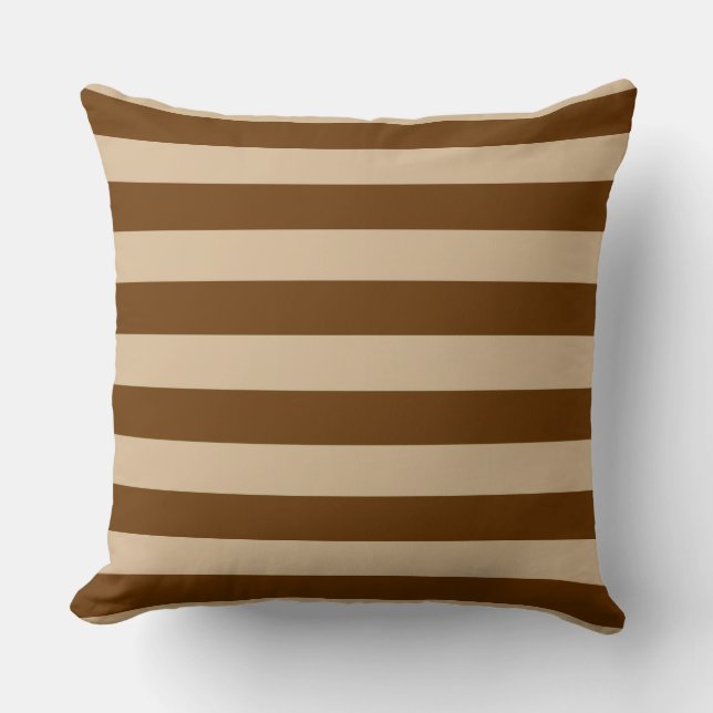 Gorgeous Brown and Tan Stripes Pattern Cushion (Front)
