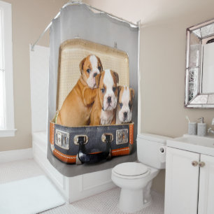 Gorgeous Bulldog Puppies   Dog Lover Shower Curtain