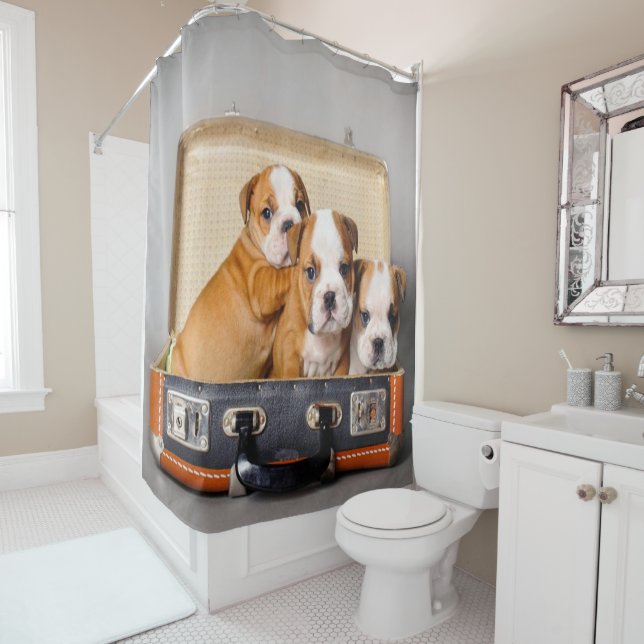 Gorgeous Bulldog Puppies | Dog Lover Shower Curtain (In Situ)