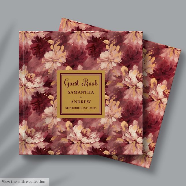 Gorgeous Burgundy Blush Gold Wedding Guest Book  (Gorgeous Burgundy Blush Gold Wedding Guest Book Keepsake)