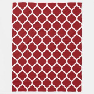 Gorgeous burgundy Moroccan Quatrefoil Pattern Fleece Blanket