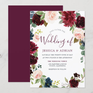 Gorgeous Burgundy Red Wine Blush Wedding Invite