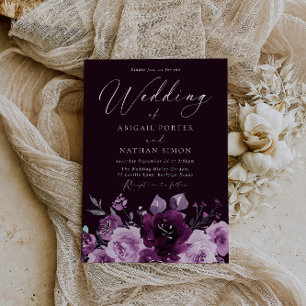 Gorgeous Burgundy Wine & Mauve Elegant Wedding Invitation