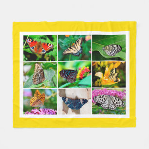 Gorgeous Butterflies Collage, 9 Photos Fleece Blanket