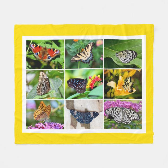 Gorgeous Butterflies Collage, 9 Photos Fleece Blanket (Front (Horizontal))
