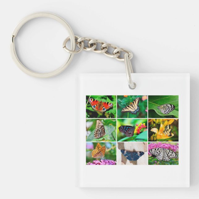 Gorgeous Butterflies Collage, 9 Photos Key Ring (Front)