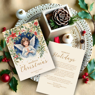 Gorgeous Chic Christmas Angel Flowers Victorian Holiday Card