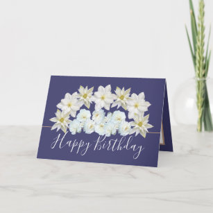 Gorgeous Chic Floral Bouquet White Flower Birthday Card