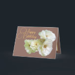 Gorgeous Chic White Rose Floral Bouquet Birthday Card<br><div class="desc">Beautiful bunch of white roses against a mocha-mousse color background. The flower covers the front of this card which can be used as a thank you card,  a birthday card,  or any other card of your choice. Customize it with your text and/or pictures to make it one-of-a-kind!</div>