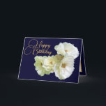 Gorgeous Chic White Rose Floral Bouquet Birthday Card<br><div class="desc">Beautiful bunch of white roses against a navy-blue colour background. The flower covers the front of this card which can be used as a thank you card,  a birthday card,  or any other card of your choice. Customise it with your text and/or pictures to make it one-of-a-kind!</div>