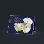 Gorgeous Chic White Rose Floral Bouquet Birthday Card<br><div class="desc">Beautiful bunch of white roses against a navy-blue colour background. The flower covers the front of this card which can be used as a thank you card,  a birthday card,  or any other card of your choice. Customise it with your text and/or pictures to make it one-of-a-kind!</div>