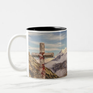 Gorgeous Christian Cross on Mountain Ecclesiastes  Two-Tone Coffee Mug