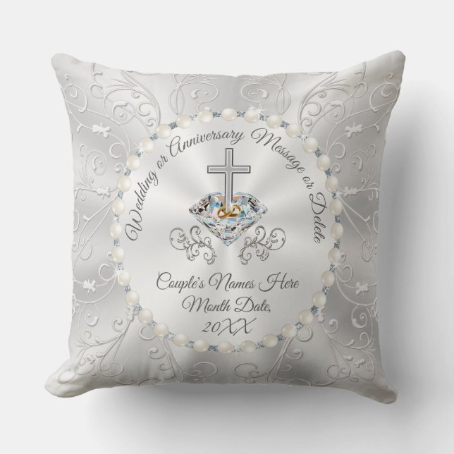 Gorgeous Christian Wedding Gifts or Anniversary Cushion (Front)