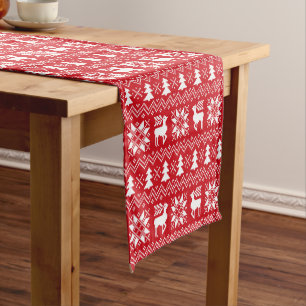 Gorgeous Christmas Sweater Inspired Red Design Short Table Runner