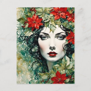 Gorgeous Christmas Woman Postcard