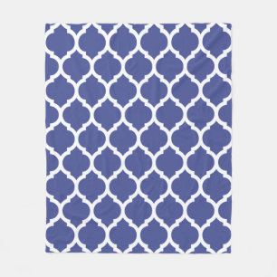 Gorgeous Coblat Blue Moroccan Quatrefoil Pattern Fleece Blanket
